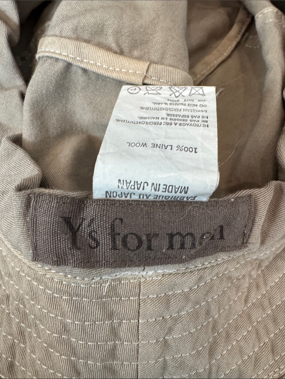 Y's for men by Yohji Yamamoto Olive/Tan Cotton Bucket Hat - Picture 2 of 5